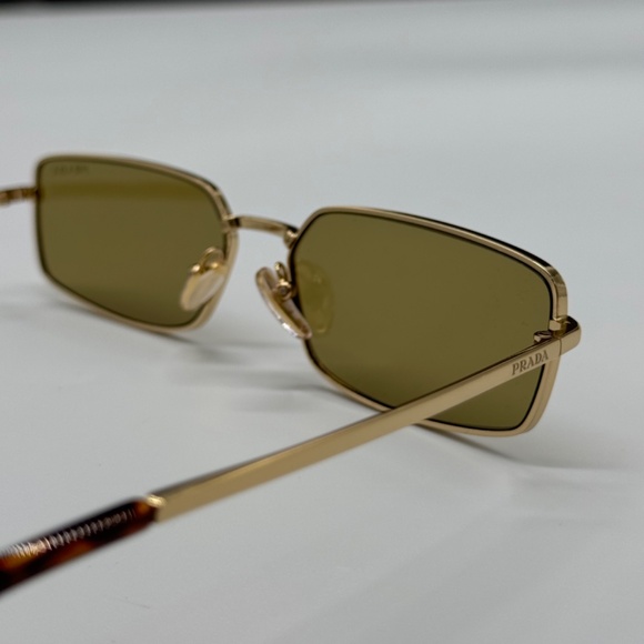 NEW PR A60S 5AK70G PRADA GOLD GREEN SQUARE SPR A60 5AK70G WOMEN SUNGLASSES - Picture 8 of 11